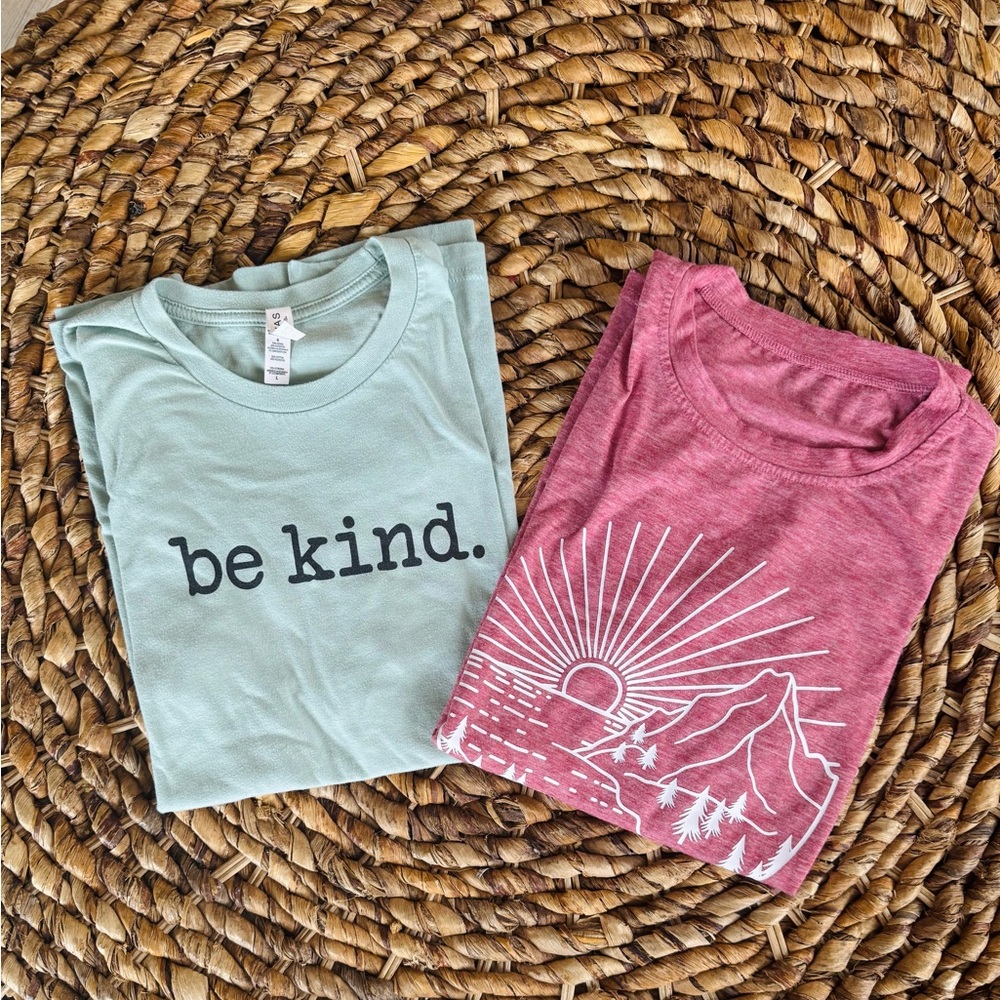 Set of Women’s Graphic Tees - Mint and Pink